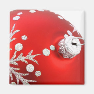 Red & Silver Christmas Ornament Magnet