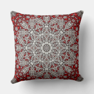 Red Silver Decorative Holiday Throw Pillow