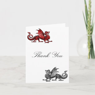 Red Silver Dragon Thank You Card