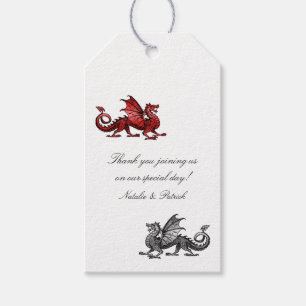 Red Silver Dragon Wedding Gift Tags