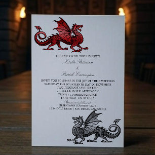 Red Silver Dragon Wedding Invite