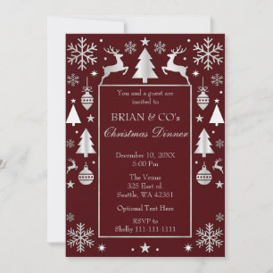 Red Silver Festive Corporate Christmas Party Invitation