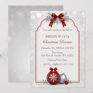 Red Silver Festive Corporate Christmas Party Invitation