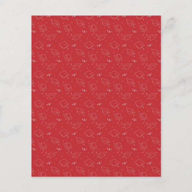 Red & Silver Graduation Cap Toss Scrapbook Paper (Front)