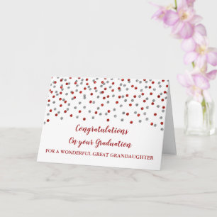 Red Silver Great Granddaughter Graduation Card