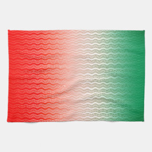 Red Silver Green Tea Towel