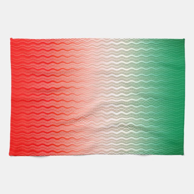 Red Silver Green Tea Towel (Horizontal)