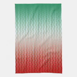 Red Silver Green Tea Towel