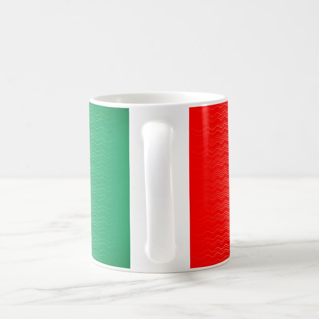 Red Silver Green Wavy Stripes Coffee Mug (Handle)