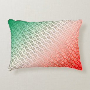 Red Silver Green Wavy Stripes Decorative Cushion