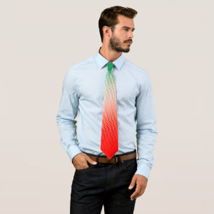 Red Silver Green Wavy Stripes Tie