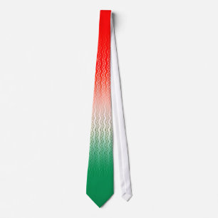 Red Silver Green Wavy Stripes Tie