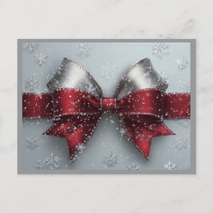 RED & SILVER HOLIDAY BOW #1 Postcard