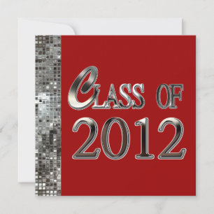 Red & Silver Sequins Grad Invitations