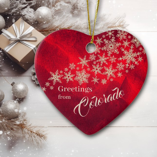Red Silver Snowflake Colorado Family Ceramic Ornament (Creator Uploaded)