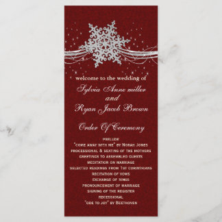 red Silver Snowflakes wedding programs tea length