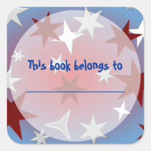 Red Silver Stars Bookplate Stickers