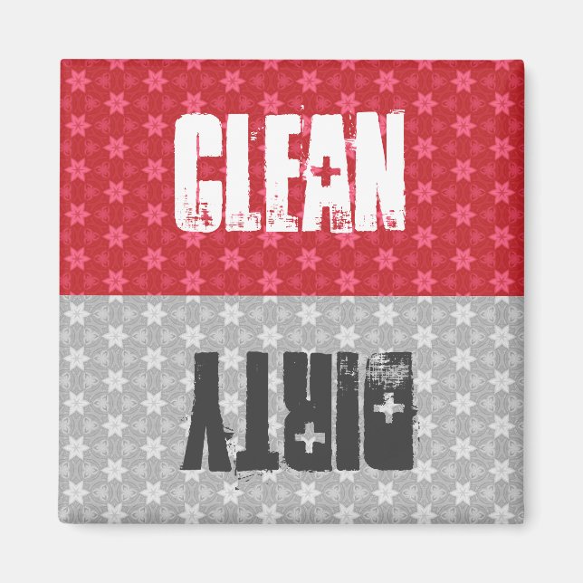 Red Silver Stars Clean Dirty Dishwasher C302 Magnet (Front)