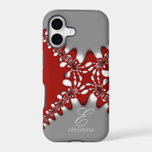 Red Silver Tribal Lace  Fractals Monogram iPhone 5