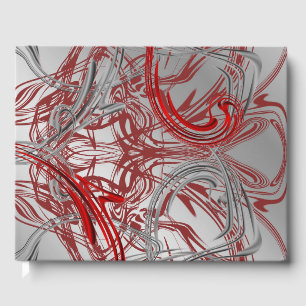 red silver Wedding guestbook, festive decor Guest Book