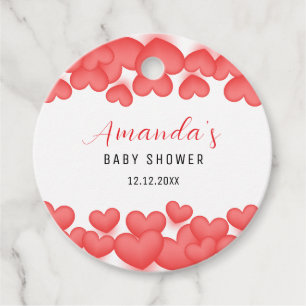 Red Simple A Little Sweetheart Baby Shower Favour Tags
