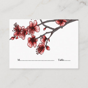 Red Simple Cherry Blossoms Place Cards