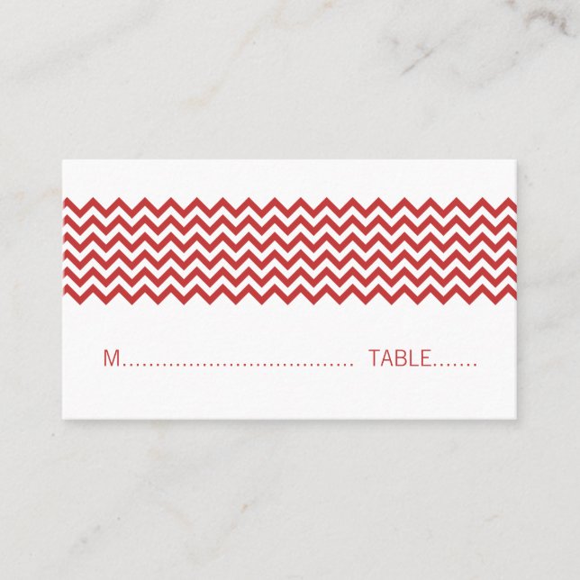 Red Simple Chevron Place Card (Front)