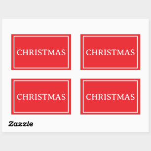 Red Simple Christmas Word Rectangular Sticker