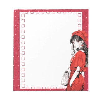 Red Simple Cute Anime Boho Notepad
