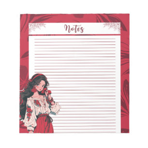 Red Simple Cute Anime Boho Notepad