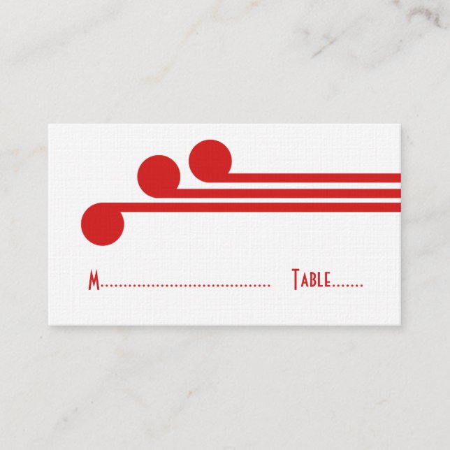 Red Simple Deco Chic Place Card (Front)