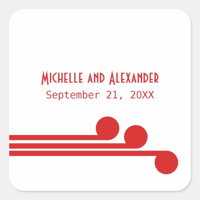 Red Simple Deco Chic Wedding Stickers (Front)