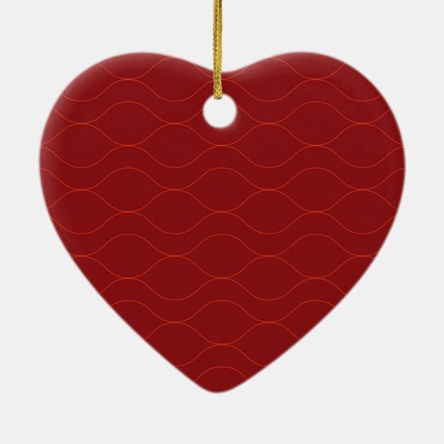 Red, simple, elegant, cool wave abstraction art ceramic ornament (Back)