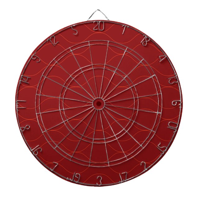 Red, simple, elegant, cool wave abstraction art dartboard (Front)
