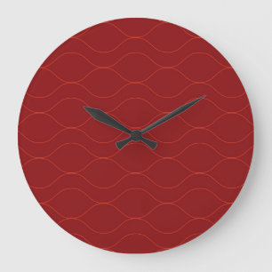 Red, simple, elegant, cool wave abstraction art large clock