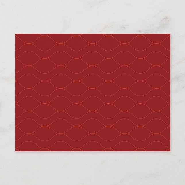 Red, simple, elegant, cool wave abstraction art postcard (Front)