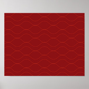 Red, simple, elegant, cool wave abstraction art poster