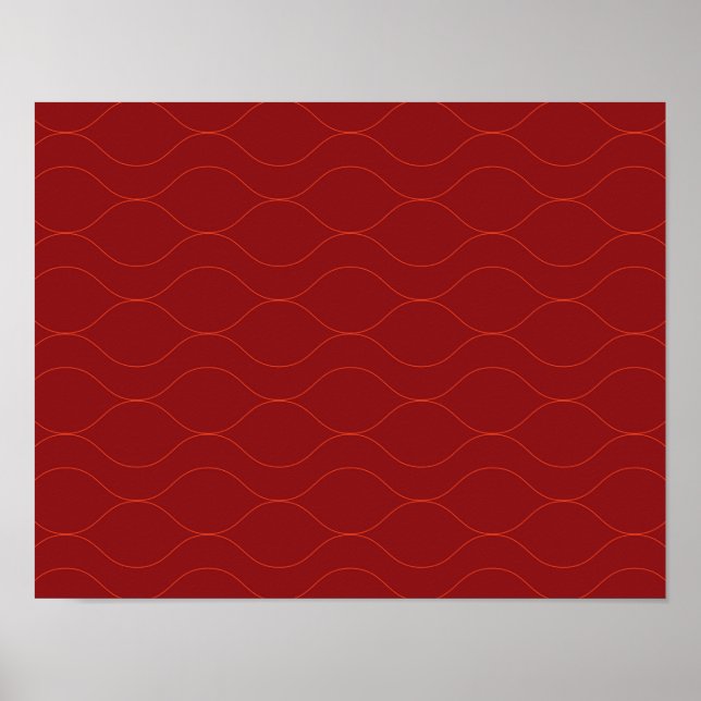 Red, simple, elegant, cool wave abstraction art poster (Front)