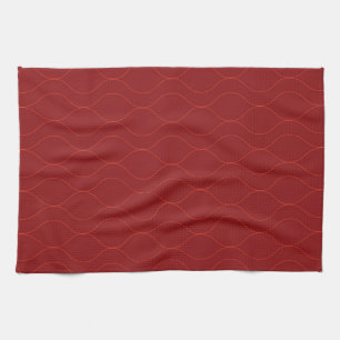 Red, simple, elegant, cool wave abstraction art tea towel