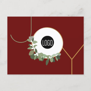 Red Simple Joy Customisable Business logo Holiday Postcard