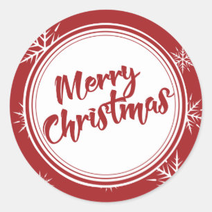 Red Simple Merry Christmas Classic Round Sticker