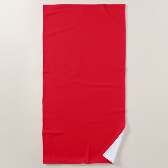 Red Simple Plain Beach Towel (Front)