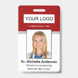 Red Simple Professional Employee Custom Identity ID Badge