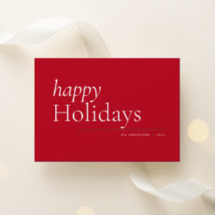 Red Simple Serif Happy Holiday Card
