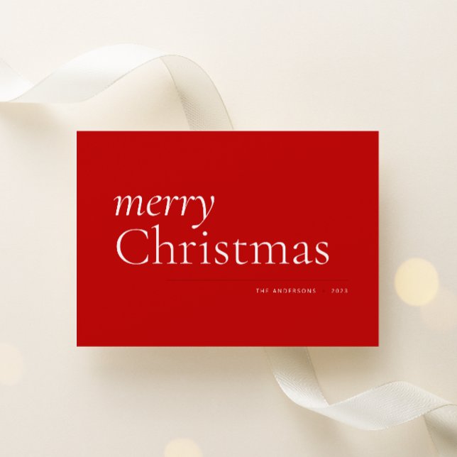 Red Simple Serif Merry Holiday Card (Creator Uploaded)