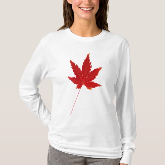 Red single autumn leaf T-Shirt (Front)