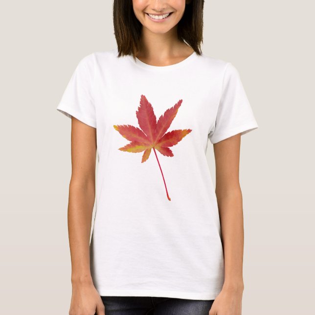 Red single autumn leaf T-Shirt (Front)