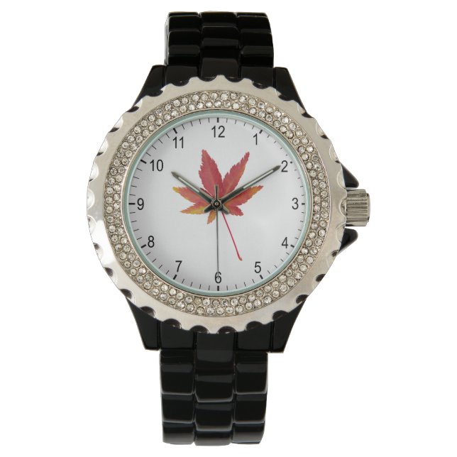 Red single autumn leaf watch (Front)