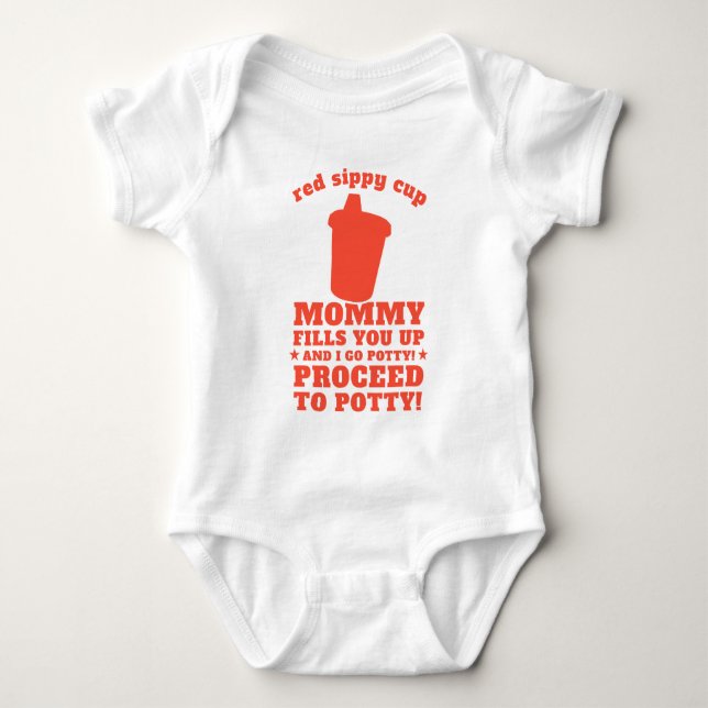 Red Sippy Cup Baby Bodysuit (Front)