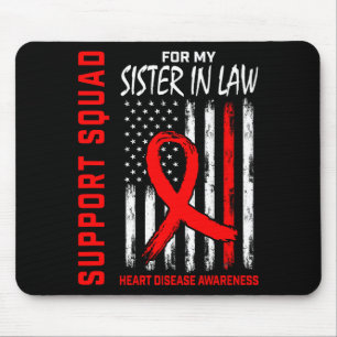 Red Sister In Law Heart Disease Awareness Flag Bac Mouse Pad